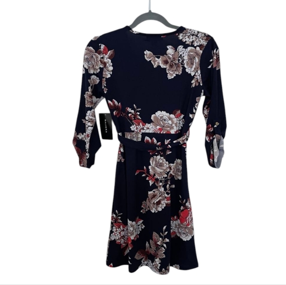 Multi-Coloured Majora Women's Long Sleeve Faux-Wrap Mini Dress - Picture 3 of 12